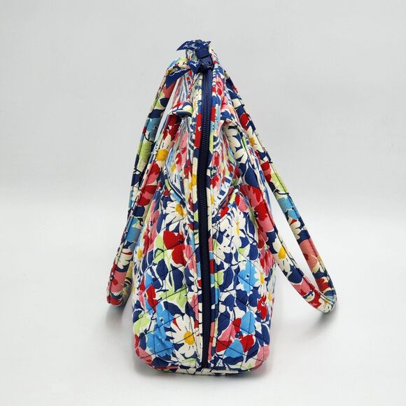 Vera Bradley 2012 Summer Cottage Blue Red Quilted Bowler Shoulder Bag - Picture 4 of 11